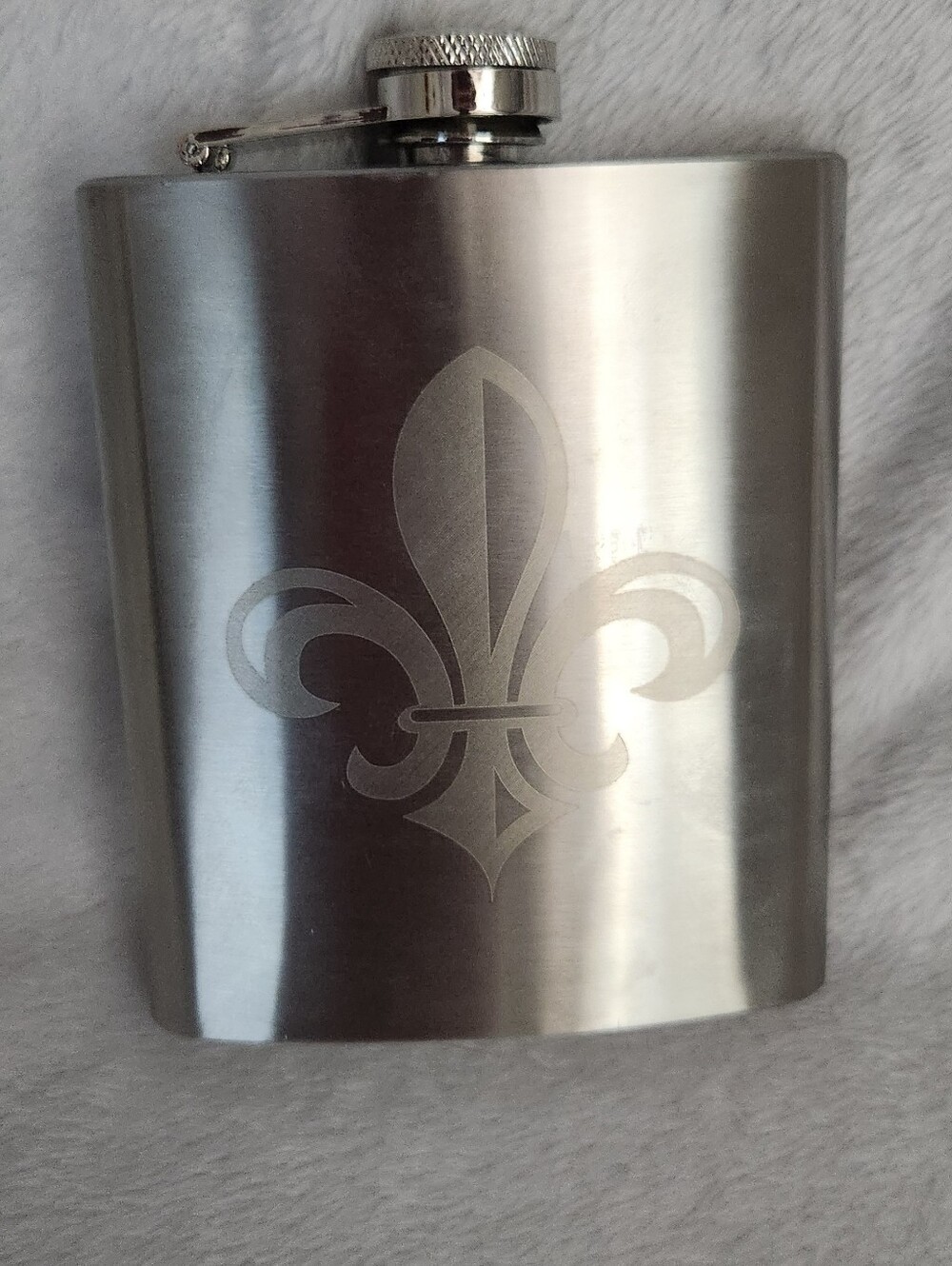 Stainless Steel Fleur-de-Lis Flask - Silver